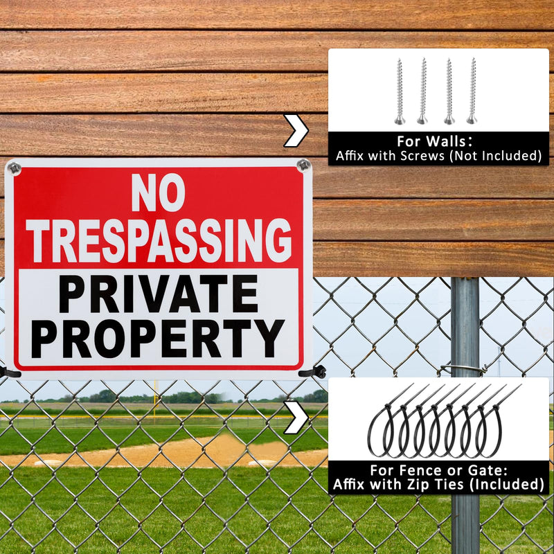 2 Pack No Trespassing Signs Private Property Metal Signs 10x7 Inch 40 Mil Rust Free Aluminum, UV Printing, Weatherproof, Easy to Read & Mount, Security Keep Out Outdoor Sign for Home Business 2PC-Private Property Sign