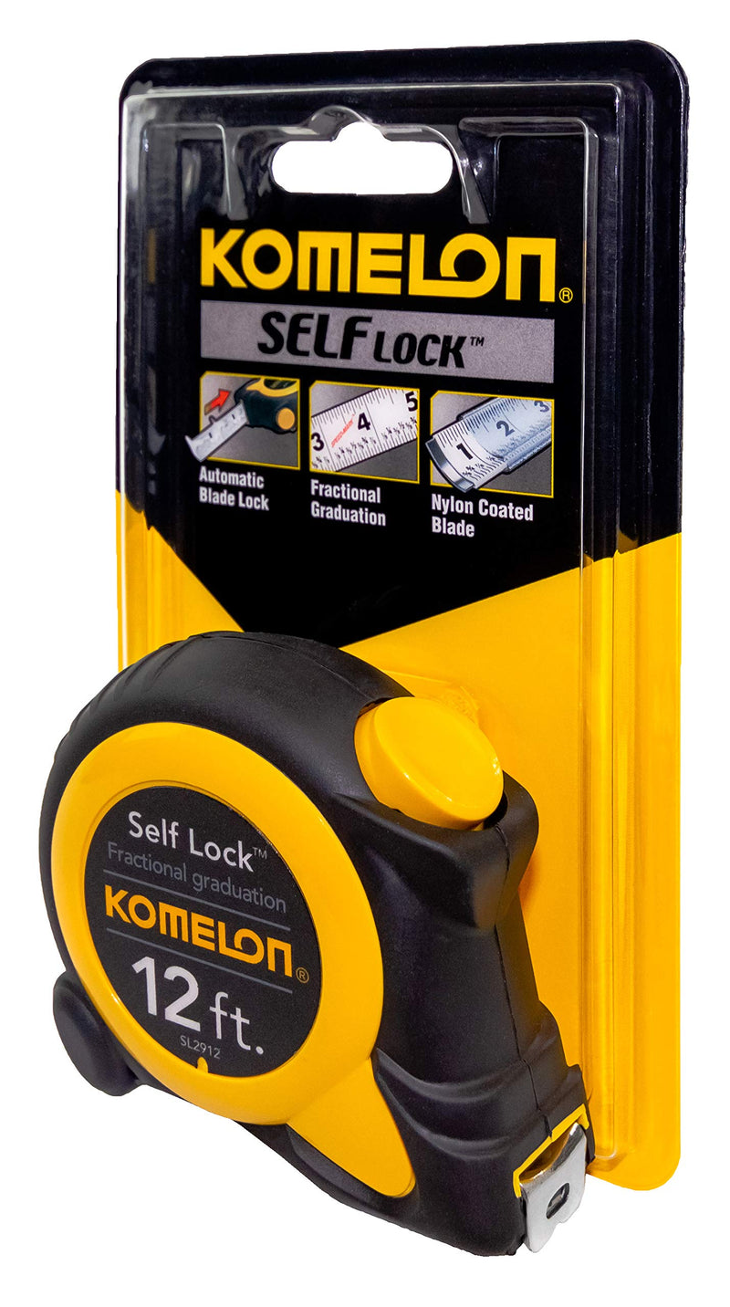 Komelon SL2912; 12' x 5/8" Self-Lock Speed Mark Tape Measure, Yellow, 12ft - Blade 3.7 m