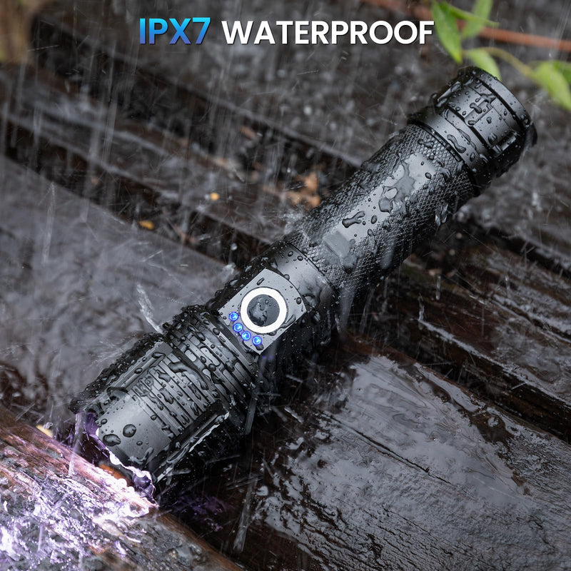 2 Pack Flashlight Rechargeable 99,000 High Lumen, Super Bright Rechargeable Flashlights for Home, 15H Long Life LED Flash Light with 5 Light Modes, IPX7 Waterproof for Outdoor, Camping