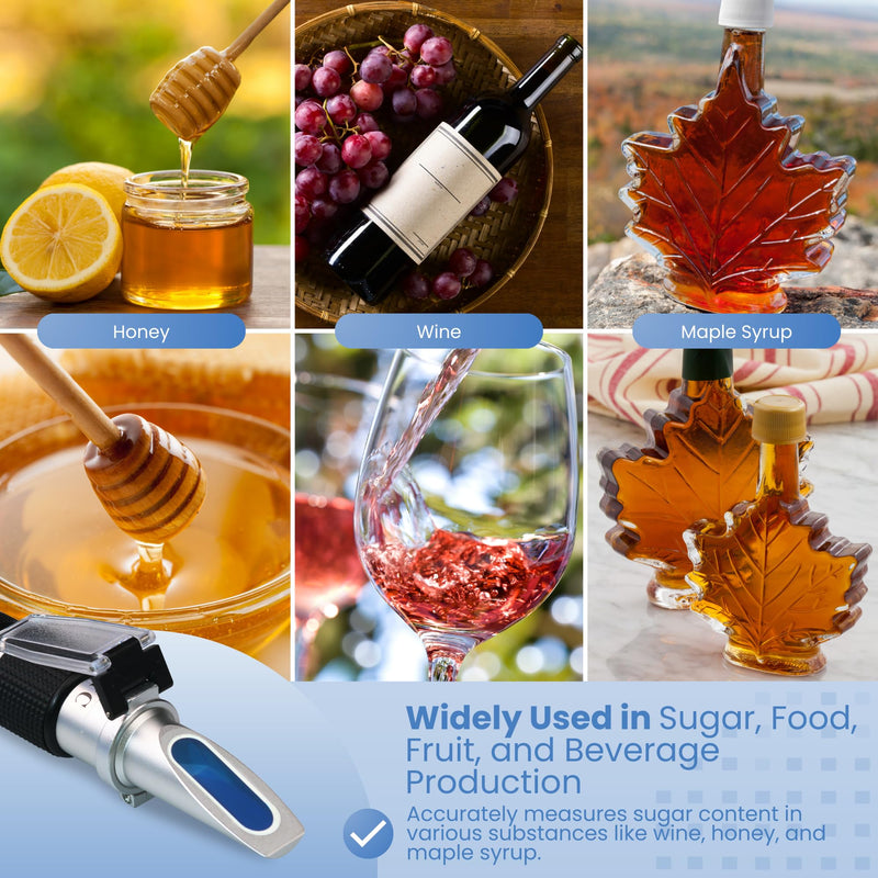 0-90% Brix Refractometer with ATC - Accurate Sugar Content Measurement for Honey, Fruit, Maple Syrup and Beverages - Ideal for Homebrewing, Labs & More