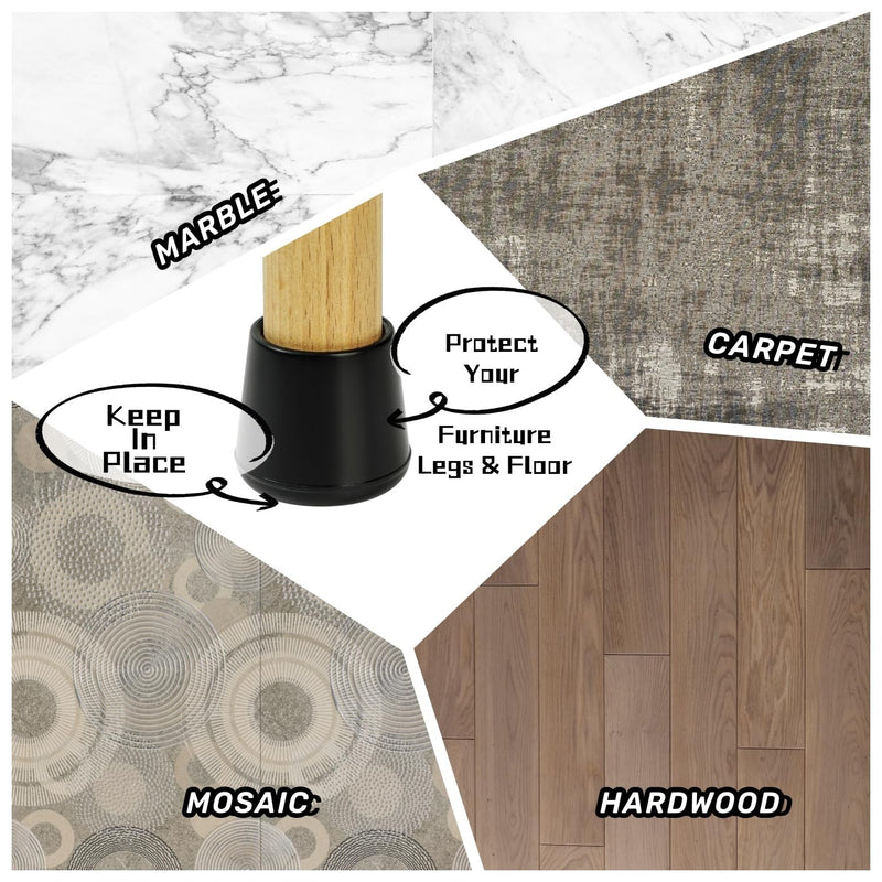 Non-Slip Rubber Chair Leg Caps - Furniture Feet Tips Covers Floor Protecters for Hardwood Floors, Round, Black (16PCS) (NSP-Slip, NSP-16PCS- 1-1/8"(28MM)) NSP-SLIP NSP-16PCS- 1-1/8"(28MM)