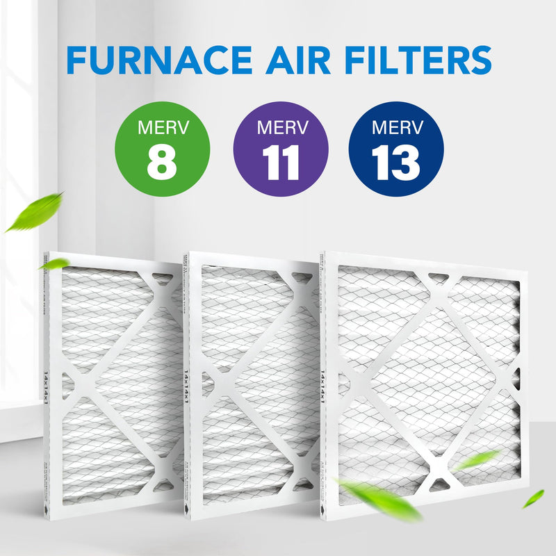 LotFancy 14x14x1 Air Filter MERV 13 4-Pack, Electrostatic Pleated HVAC Furnace Air Filter, Captures Pet Dander Smog Smoke, Actual Size: 13.75"x13.75"x0.75"