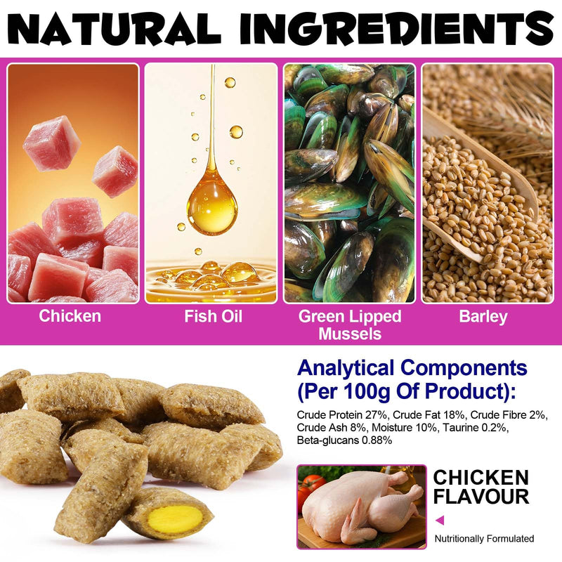 15 in 1 Multivitamin for Cats & Kittens - Chicken Flavor Crunchy & Soft Chews with Prebiotics, Taurine, Omega Fatty Acids - Supports Immune, Digestive, Skin & Coat, Heart & Brain Health - 3.7 oz