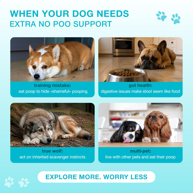 No Poo Chews for Dogs – Stool Eating Deterrent for Dogs with Probiotics & Digestive Enzymes – Coprophagia Deterrent for Dogs, Dog Gut Health Probiotics & Freshen Breath Support – 120 Bites Blue
