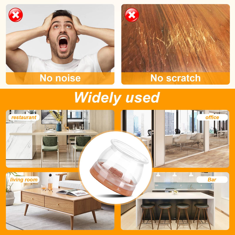 36Pack Silicone Chair Leg Floor Protectors, Chair Leg Protectors for Hardwood Floors, Thicken Rubber Chair Feet Caps Covers Pads, Protect Furniture Wood Floors from Scratching and Reduce Noise Clear-36Pcs Universal L(1.3"-2")