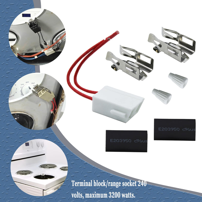 12001676 Burner Terminal Receptacle Block Kit for Whirlpool & Kenmore Ranges AP4009015 PS1570190 4381752 1657226 1657222 (Set of 2)
