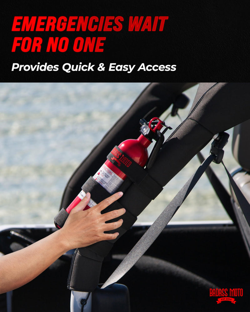 Badass Moto for Jeep Fire Extinguisher Mount, Fits Jeep Gladiator Fire Extinguisher Holder for Jeep Wrangler 1965-2024 JL JK JKU TJ CJ - No Tool Install for Roll Bar Jeep Accessories, Jeep Gifts, Red Revv Red
