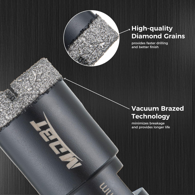 Diamond Core Drill Bits, 2Pcs 1-3/8 Inch Diameter Hole Saws for Porcelain Ceramic Tile Marble Brick Vacuum Brazed,5/8-11 Thread for Angle Grinders Wet Polishers, Tile Hole Saws 35mm 35MM(1-3/8） 2PCS Core Drill Bits
