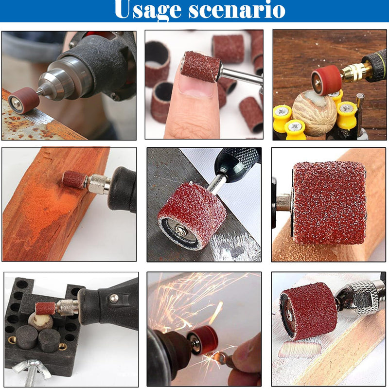 400 Pieces Sanding Drums Kit,Drum Sander Sleeves 376pcs (80 120 240 320 400 600Grit),24Pcs Drum Mandrels diameters,for Dremel Rotary Tool