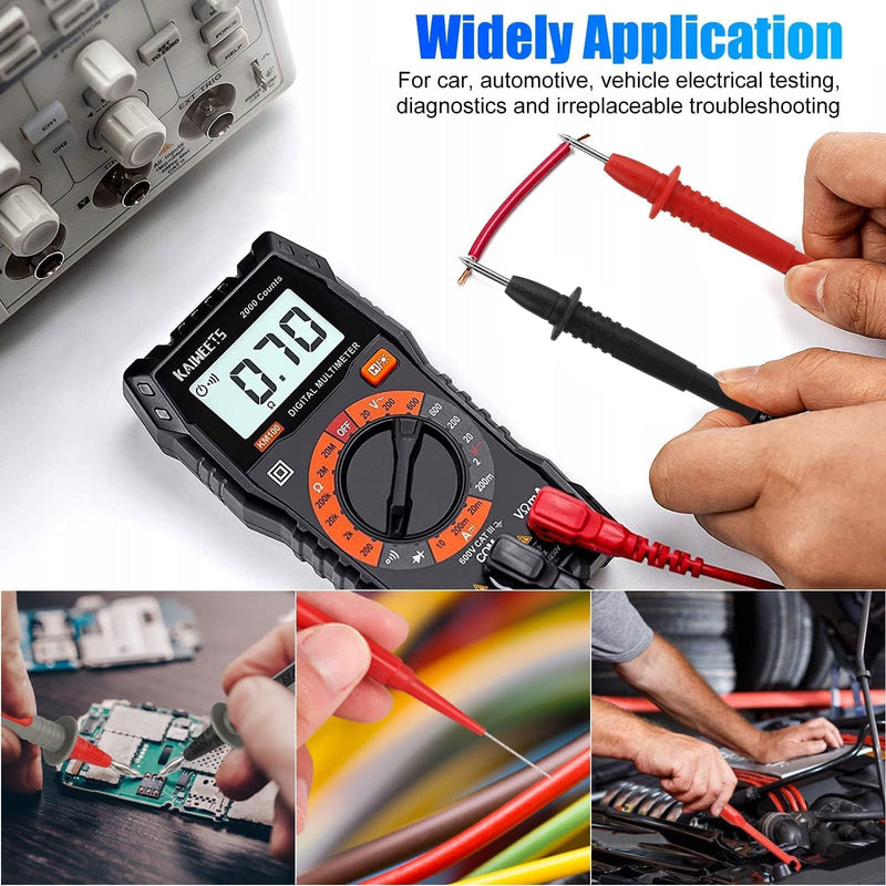 Linkstyle 25PCS Multimeter Test Leads Kit with Replaceable Wire Piercing Probes, Alligator Clips, Test Hook Clips, Tweezer for Digital Electrical Multimeter Testing 25PCS: Red+Black