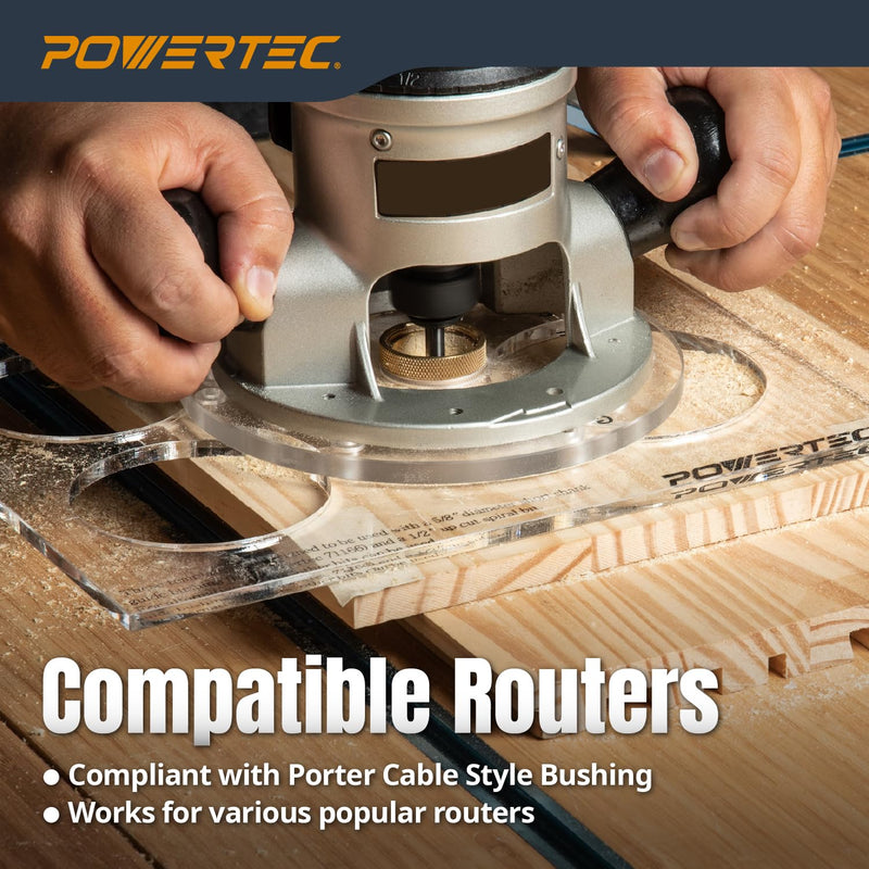 POWERTEC 72166 Solid Brass Inlay and Carbide Router Bit Set, 1/4" & 1/8" Downcut Spiral Router Bits, 1/4" Shank with Router Bushing, Collar & Alignment Pin for Wood PVC MDF Hardwood 1/4" Shank, 1/4" & 1/8" Downcut Bit Spiral & Bushing