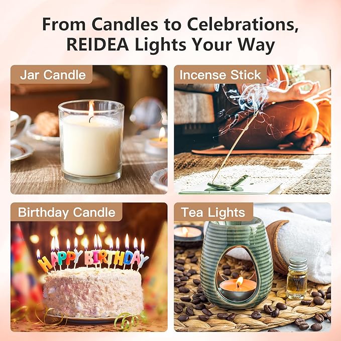 REIDEA Electronic Lighter Candle Lighter Rechargeable Upgrade 2022 Safety Lock USB Lighter with LED Battery Indicator Flameless Windproof Arc Plasma Lighter for Candle Fireworks S4 Pro Rose Gold (Champagne Gold) - NewNest Australia