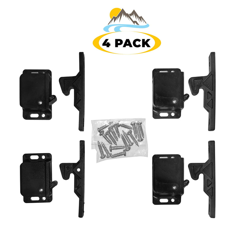 Camp'N 4 Pack RV Cabinet Door Latch - Easy to Install OEM RV Drawer Latches and Catches - Push Latch and Catch for Cabinets in Trailers and Motorhomes 4 Sets