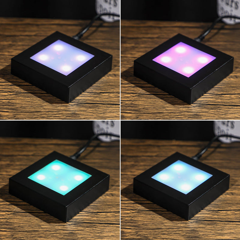 ZEERSHEE LED Light Display Base for Crystal 3D Glass Art, 7 Lighting Mode Color Change Square Stand Base Plate Flat Square-B