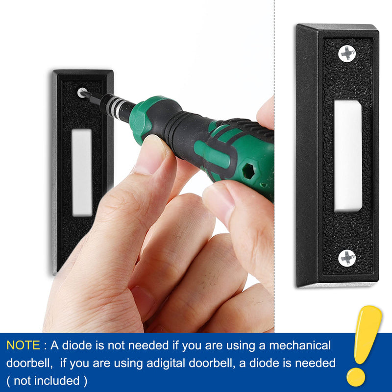 Saillong Lighted Doorbell Button, Wired Door Bell Push Buttons LED Door Chime, Wall Mounted Doorbell Switch Garage Doorbell Button (Black, Warm Light) 1 Black, Warm Light
