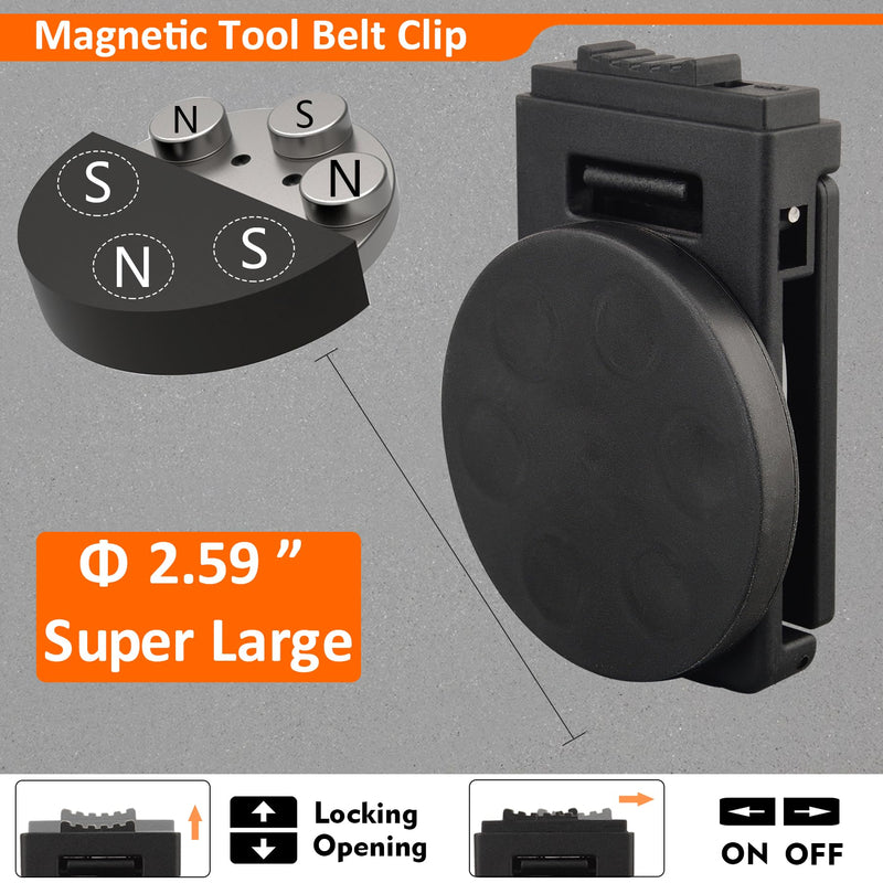 MUTUACTOR Tool Holster Belt Clip,Heavy-Duty Magnetic Tool Holder for Belt Clip,Non-Slip Strong Magnetic Clip Tool Belt Accessories for Hammer Screwdrivers Adjustable Wrench Magnetic Tools Hardware Belt Clip X1