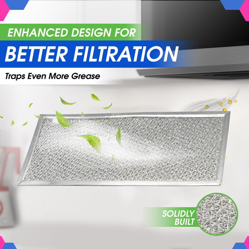 Microwave Filter Replacement 5.78" x 12.91" Fits W10208631A Whirlpool Microwave Filter - Aluminum Mesh Screen Grease Filter - Freshens and Filters Kitchen Air in Over the Range Oven Vent Fan 1
