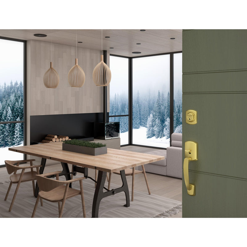 Schlage B60 N GRW 608 Deadbolt with Greenwich Trim, Keyed 1 Side, Highest Residential Security, Satin Brass
