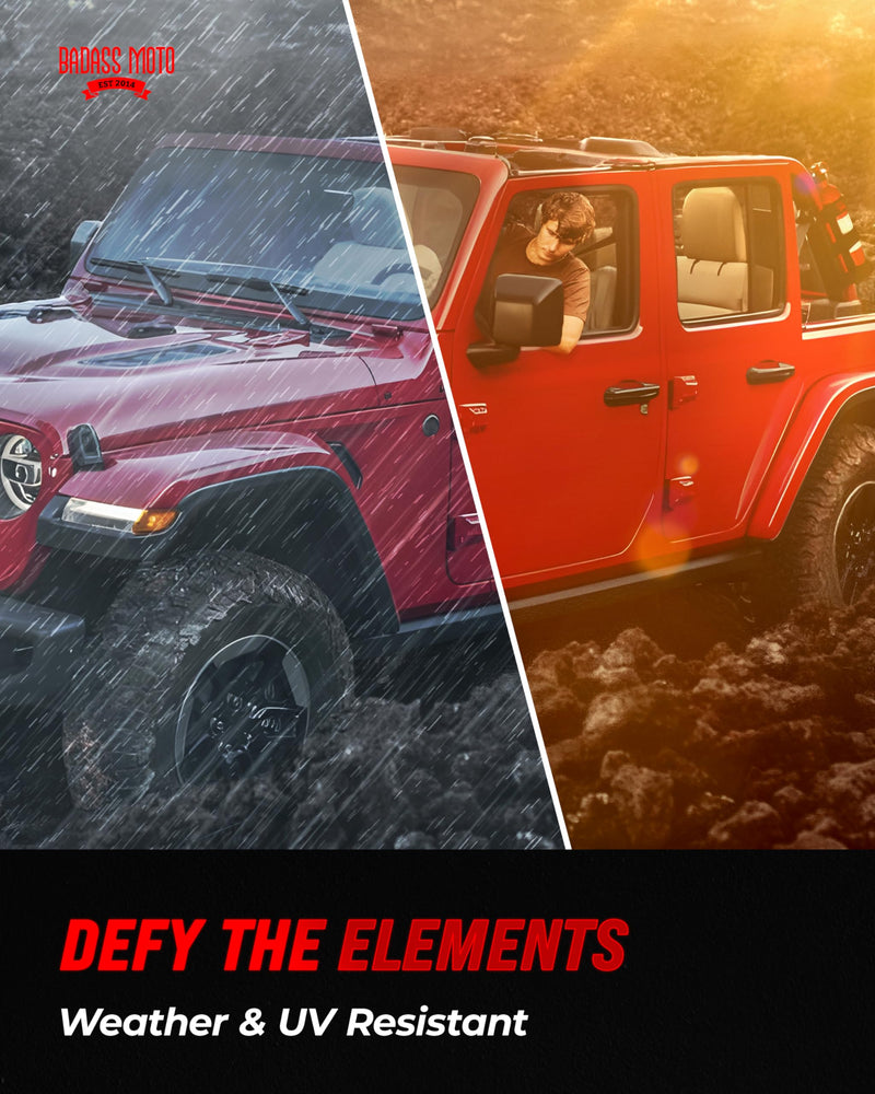 Badass Moto for Jeep Fire Extinguisher Mount, Fits Jeep Gladiator Fire Extinguisher Holder for Jeep Wrangler 1965-2024 JL JK JKU TJ CJ - No Tool Install for Roll Bar Jeep Accessories, Jeep Gifts, Red Revv Red