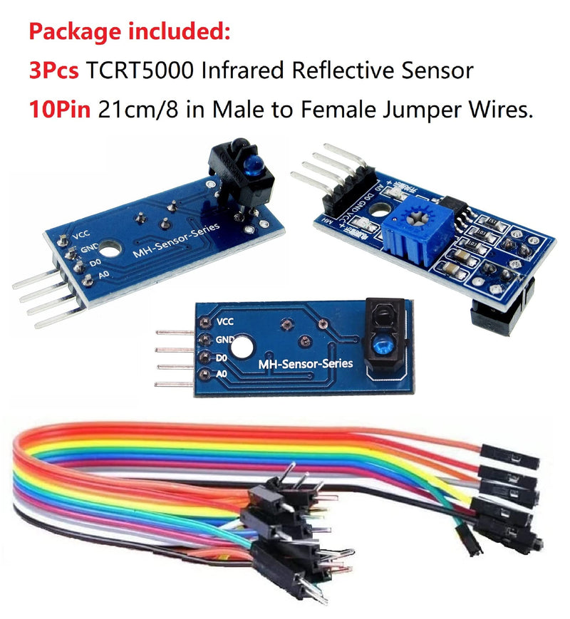 WWZMDiB 3Pcs 3.3-5V TCRT5000 Infrared Reflective Sensor IR Photoelectric Switch Barrier Line Obstacle Avoidance Module Tracing Sensor Tracing Module for Arduino Smart Car Robot