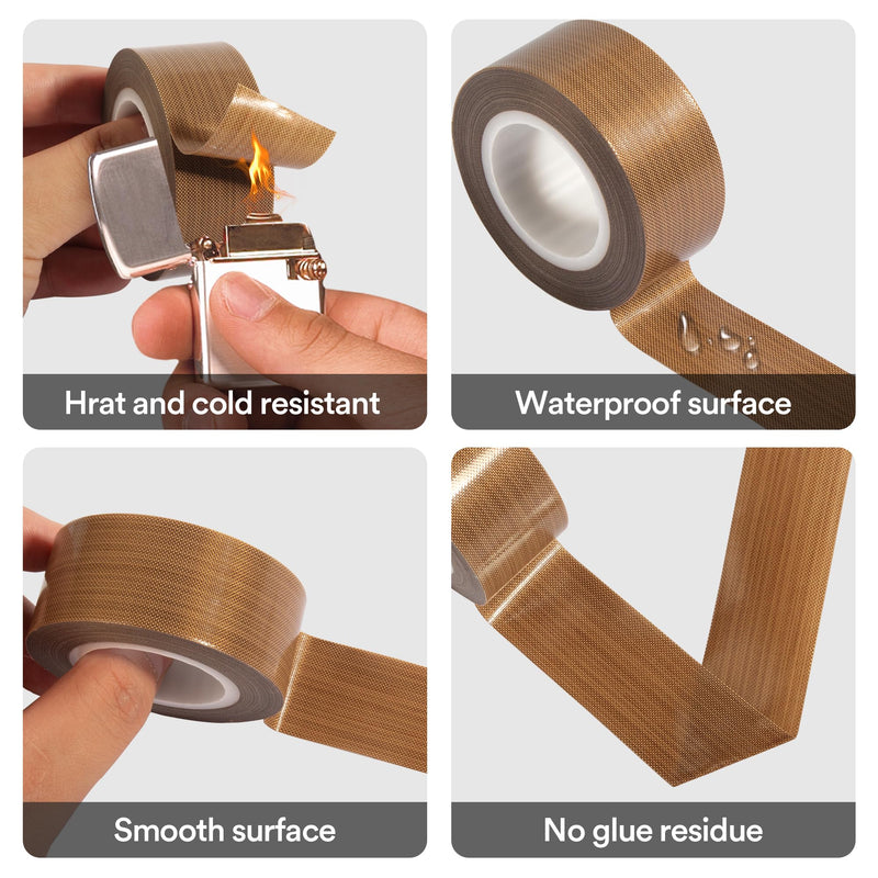 NEZUIBAN Teflon Tape, 1" x 33ft x 0.18mm High Temperature PTFE Coated Fiberglass Adhesive Tape 1 inch x 33 Feet