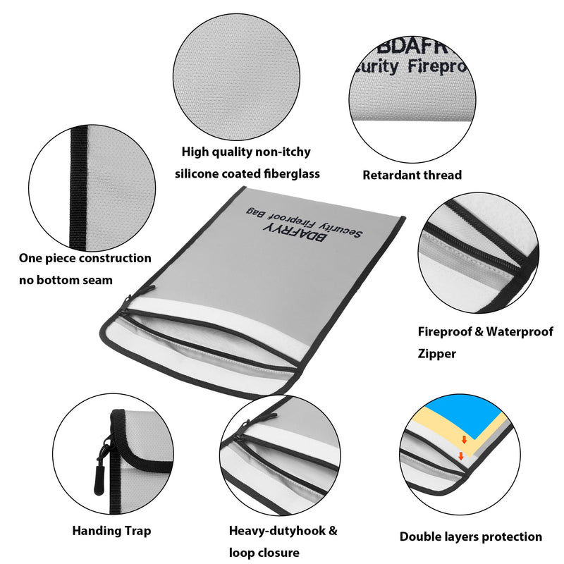 3 Pcs Fireproof Waterproof Money Important Document Bag(2000℉),Fire Proof Bag for Documents,Fire Proof Money Bag for Cash,for A4 A5 Documents Holder,Cash,Passport,Tablet,Laptop,File,Jewelry Fireproof document bag- 3pcs