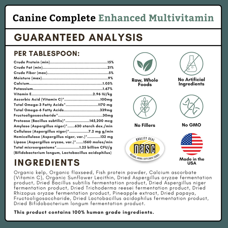 Wholistic Pet Organics Canine Complete & Pure Colostrum - Dog Vitamins and Supplements for Immune System, Digestive, Skin, Coat & Overall Health