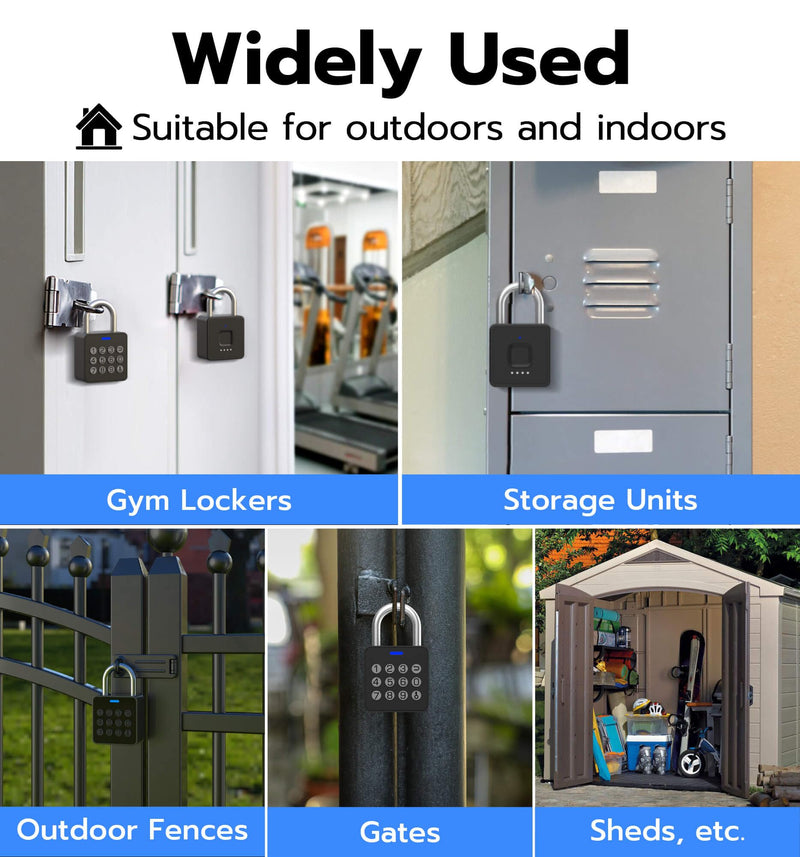 Anweller Fingerprint Gym Locker Lock with Code Keypad, Waterproof Gate Locks for Outdoor Fence, Keyless Entry Smart Combination Padlock, Pad Lock for Locker Storage Unit Shed Pool School