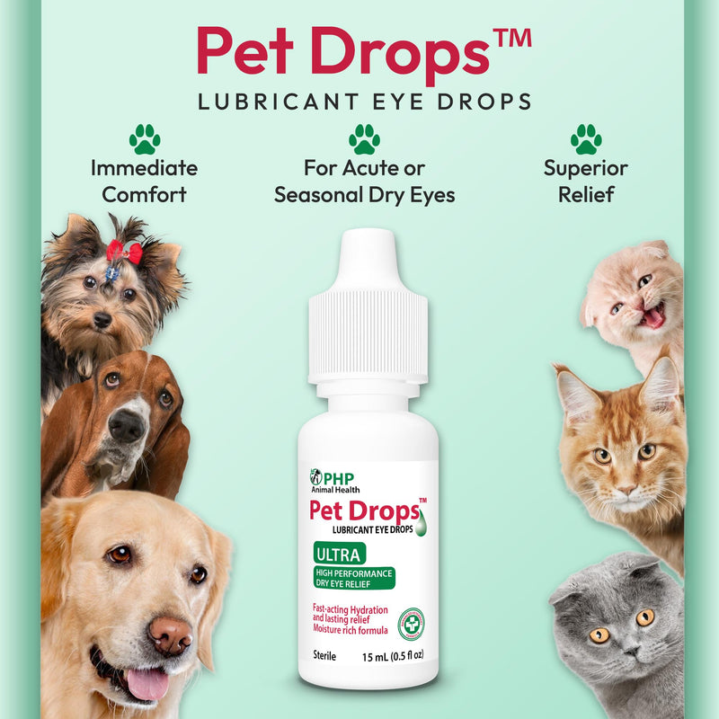 Ultra Lubricant Pet Drops 15 ml - Eye Drops for Cats and Dogs - Moisture Rich Formula, Fast Acting Hydration Dogs Eye Drop for Dry Eyes, Artificial Tears for Extra Dry Eye ( U.S Made )