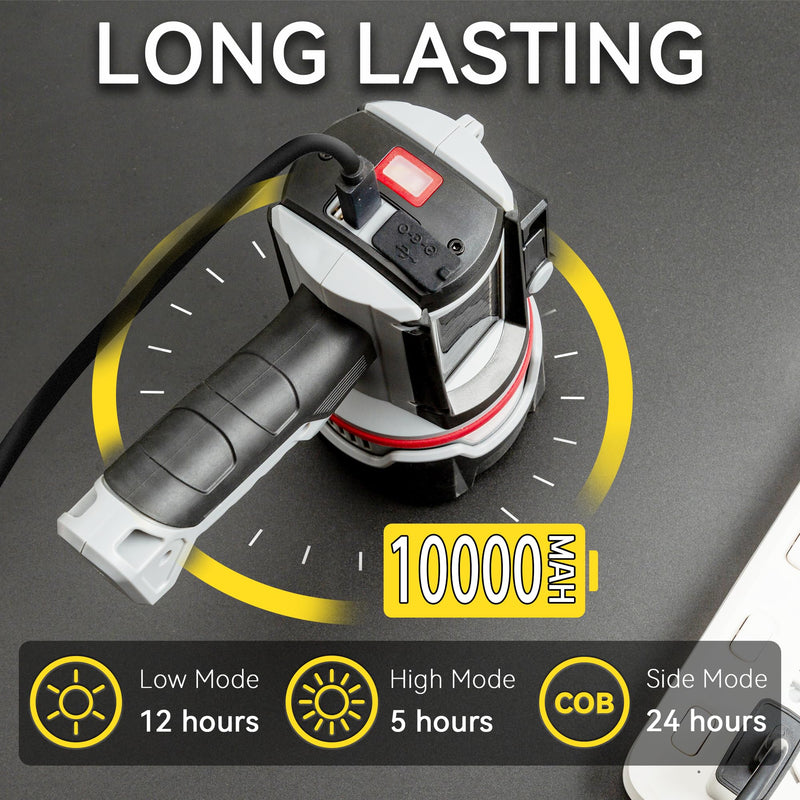 Rechargeable Spotlight Flashlight, Super Bright 3 LED 2000000 Lumen Long Lasting Handheld Spot Light Spotlight for Hunting Boating Camping Black