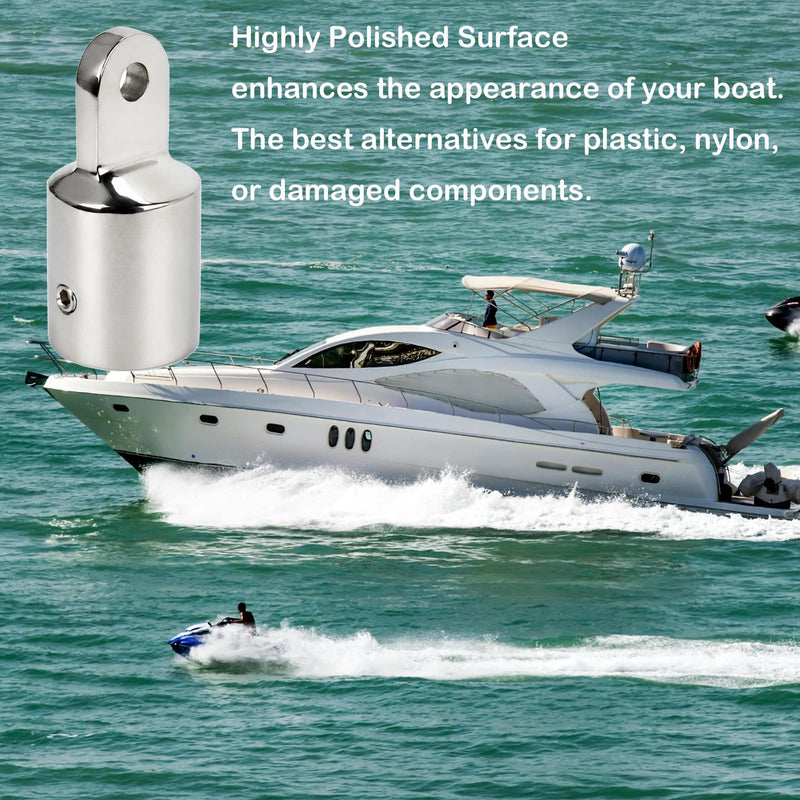Bimini Top Eye End Cap Kit 7/8" & 1", 316 Stainless Steel Marine Boat Hardware, 4PCS Heavy Duty Bimini Fittings, Replacement Parts with Allen Wrench & Extra Set Screws ‎1 inch