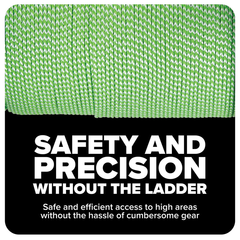 Jameson Poly/Dyneema® Throw Line, 2.5mm x 180 ft, High Strength 450 lbs, Neon Green & White, Compatible with Tru Shot Launcher – Ideal for Arborist & Tree Care