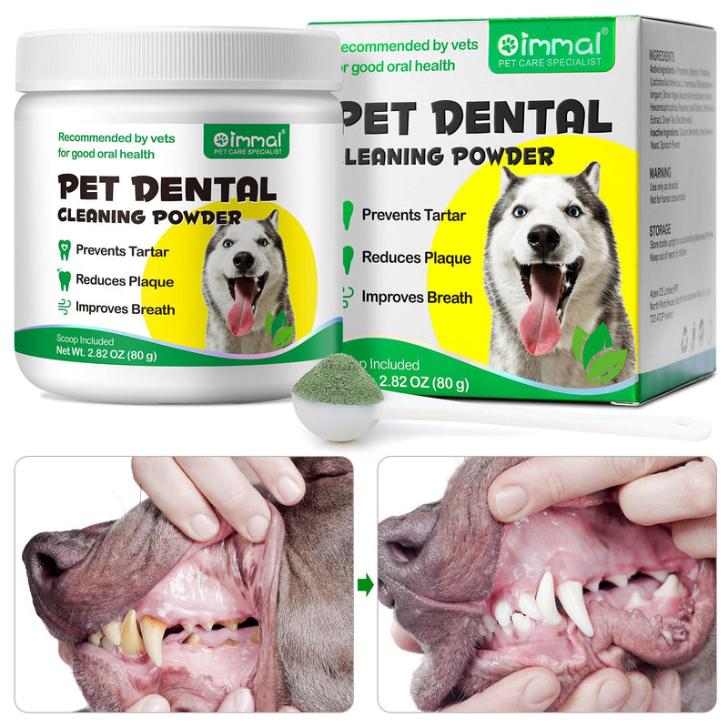 Dog Teeth Cleaning Powder, Dog Dental Powder for Teeth with Probiotics, Dental Powder for Dogs Teeth Cleaning, Fresh Breath, Plaque, Tartar 80g - PawsPlanet Australia