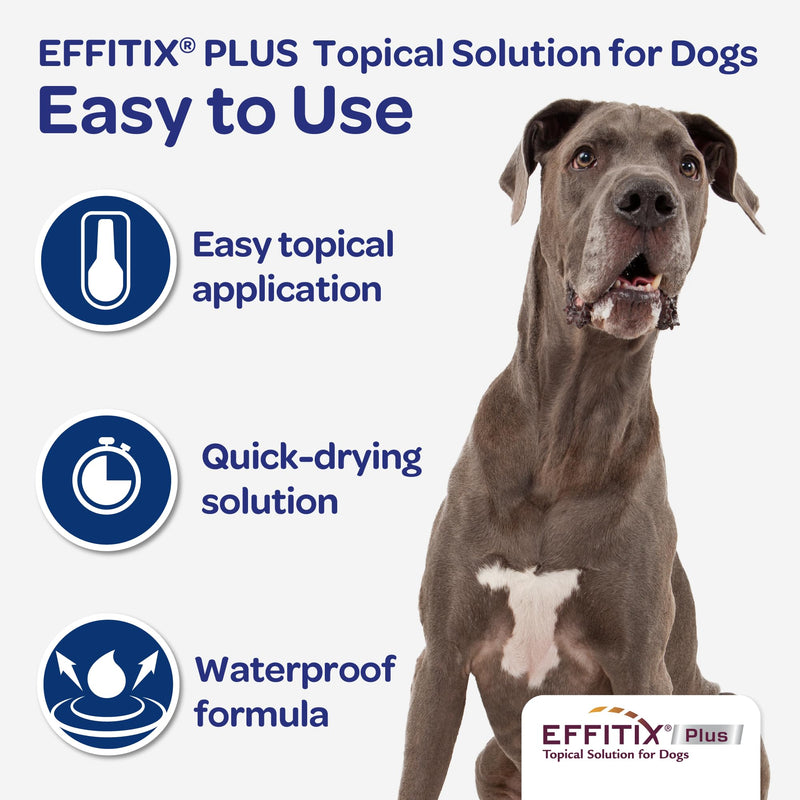 EFFITIX PLUS Topical Solution for Dogs - Waterproof Dog Flea and Tick Treatment for X-Large Dogs (89-132lbs) 3 Doses by Virbac
