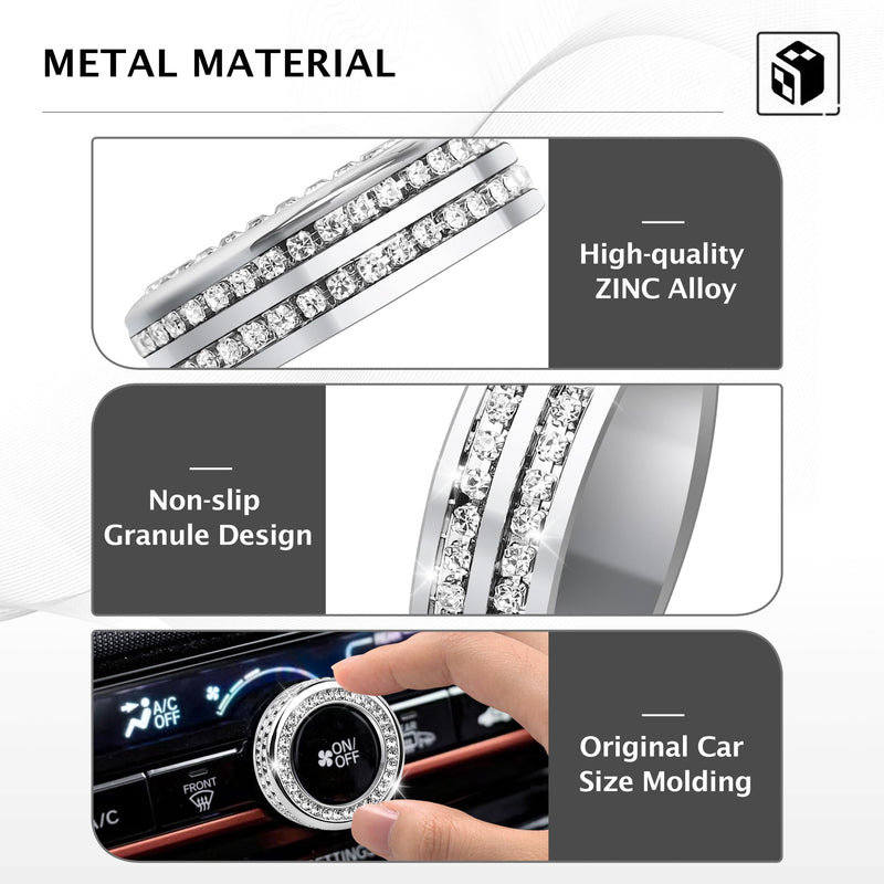 for Honda Passport 2026 Accessories, 5pcs Premium Alloy Knob Cover Trim Kit (Bling) Fits Push Start & Air Conditioning. Interior Upgrade & Tool-Free Installation Bling