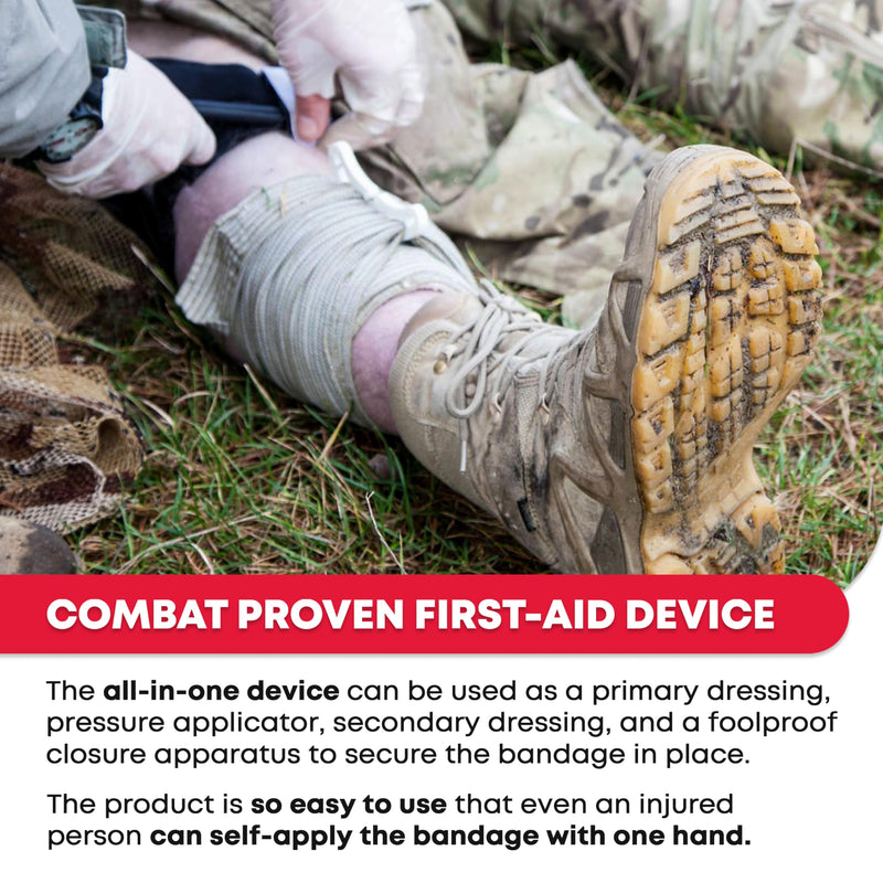 Ever Ready First Aid Israeli Battle Dressing Compression Bandage, 6", Black