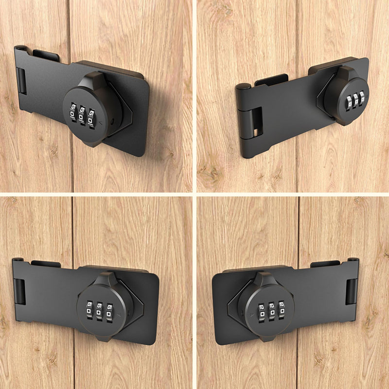 3-Digit Combination Lock, Black, Keyless, Zinc Alloy, Cabinet Door Latch, Easy DIY Installation, Wide Range of Uses