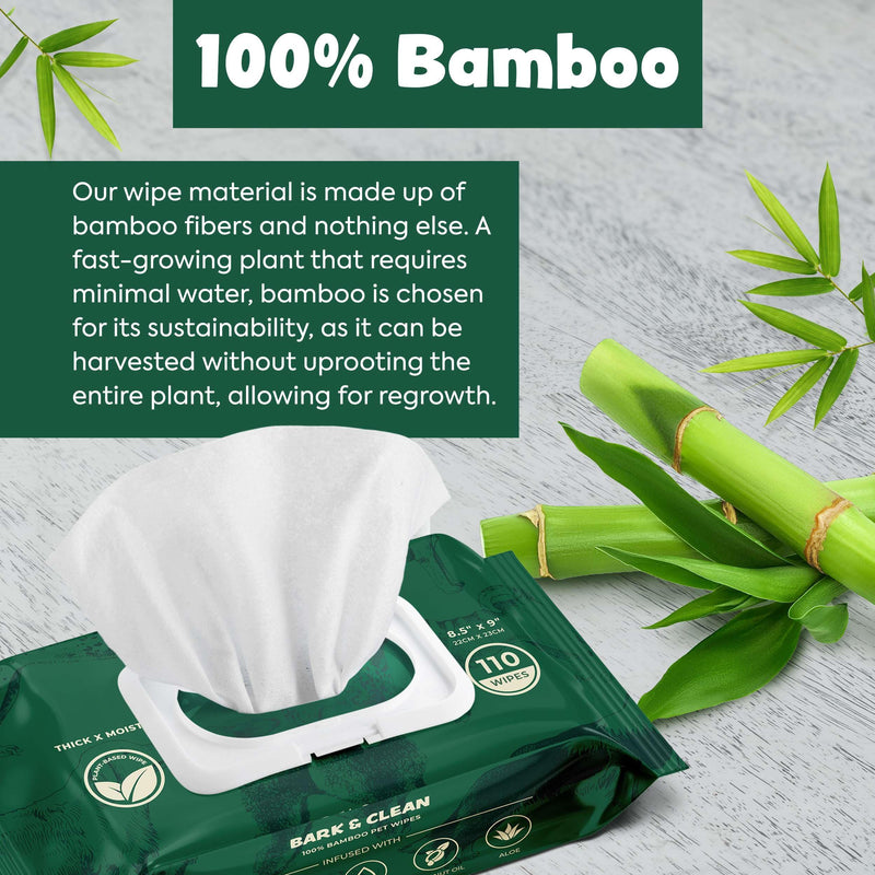 Dog Wipes for Cleaning and Deodorizing - 50 8.5" x 9" Bamboo Pet Wipes - Compostable, Hypoallergenic Puppy Wipes - Dog Wipes for Paws, Butt, and Body 50 Wipes (1 Pack of 50) - PawsPlanet Australia