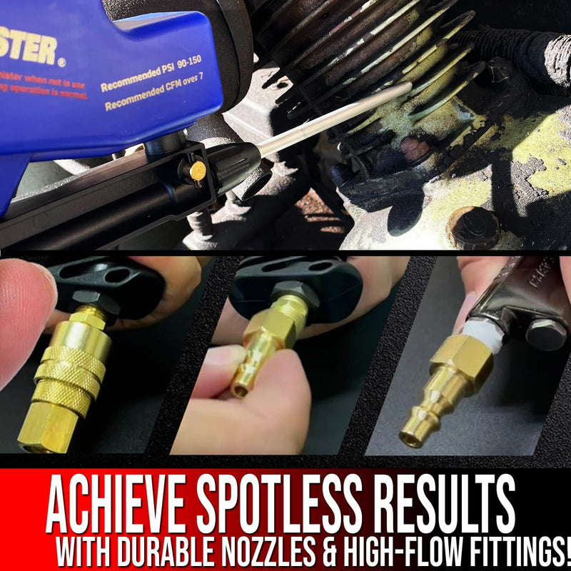 LE LEMATEC Sand Blaster Nozzle + Accessory Kit + Air Compressor Fittings – Precision Blasting & Quick Connect Solutions (Lont tip+Accessory Packet+LECU15K)