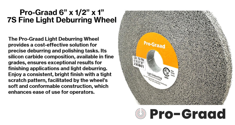 Light Deburring Wheel - 6" x 1/2" x 1" 7S Fine Grit - Silicon Carbide – Light Deburring, Finishing and Polishing Wheel – 01662 - Convolute - (1 Pack)