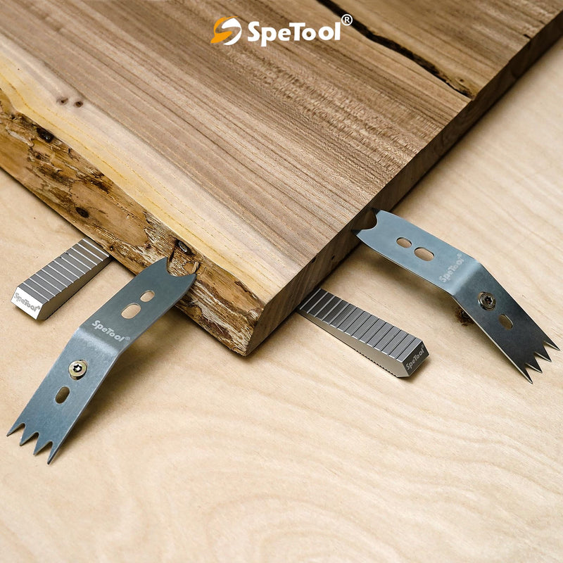 SpeTool Slab Clamping Dogs Kit with Aluminum Case - 4pcs High-Elasticity Steel Clamping & 4 Aluminum Wedges, Reusable Steel Slab Flattening Dogs for Router Sled, CNC, Woodworking