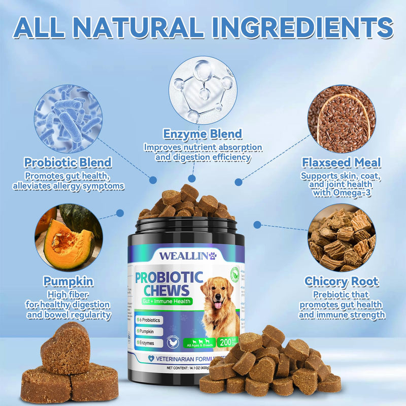 WEALLIN Dog Vitamins & Dog Probiotic Chews