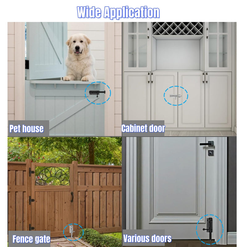 Barrel Bolt Latch,6.3 inch Slide Bolt Gate Latch,14mm Bolt Heavy Duty Shed Door Latch,304 Stainless Steel Black Finish Door Lock Latch for Barn, Wooden Fence, Slide,Door (2, Silver) 2