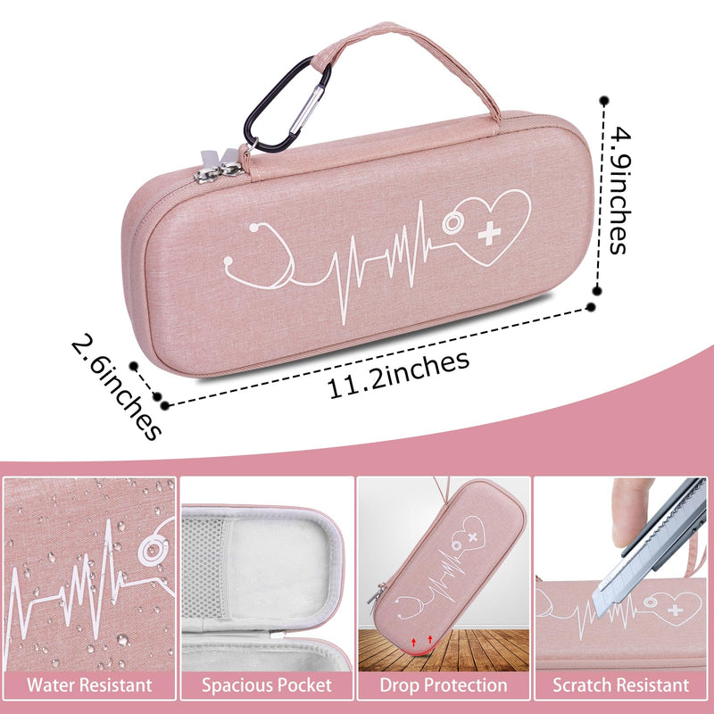 Stethoscope Case for 3M Littmann Classic III, Lightweight II S.E, Cardiology IV Diagnostic, MDF Acoustica Deluxe Stethoscopes, Extra Room for LED Penlight Scissors and Nurse Accessories, Pink