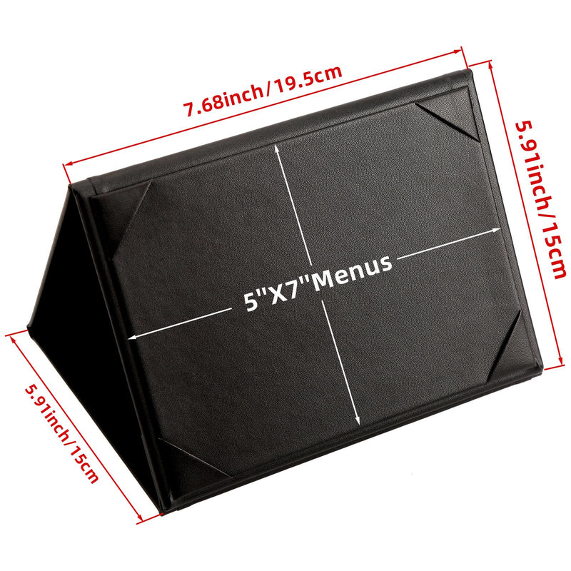 Menu Covers - Set of 10 Double-Sided Table Tent Cards for Restaurant, Dinner Party, and Bar Menus - Includes Bill Holder and Reserved Seating Signs - Easy to Clean and Foldable (10, 5"x7"Trifold)