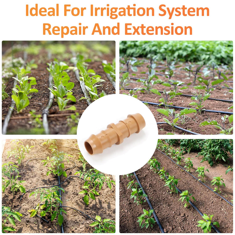 25 Pieces Drip Irrigation Coupling Fittings, 1/2'' Drip Line Barbed Coupler Connectors for 5/8", 1/2", .700" Drip Tubing for Garden Drip Sprinkler Systems