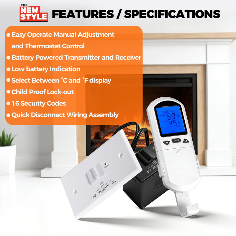 Gas Fireplace Remote Control Kit,Thermostat, On/Off Remote Control, Countdown Timer,LCD Screen,for Millivolt Valve System, Replace for skytech 1420-A,1420TH-A,1001-A,1001TH-A, Acumen RCK,and More