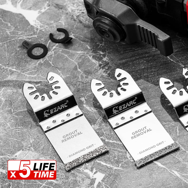 EZARC Diamond Oscillating Blade, Flush Cutting Oscillating Multi Tool Saw Blades for Grout Removal, Cleaning Mortar DO34F, 3-Pack Flush Cut