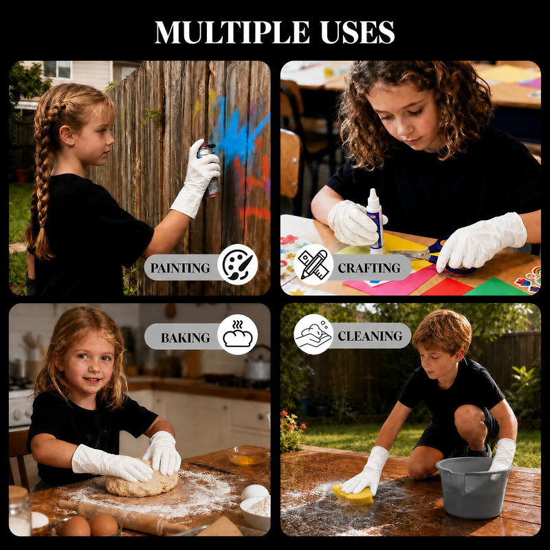 Kids Disposable Gloves, 5-Mil Safe White Nitrile, Small, 100Ct White of 100pcs