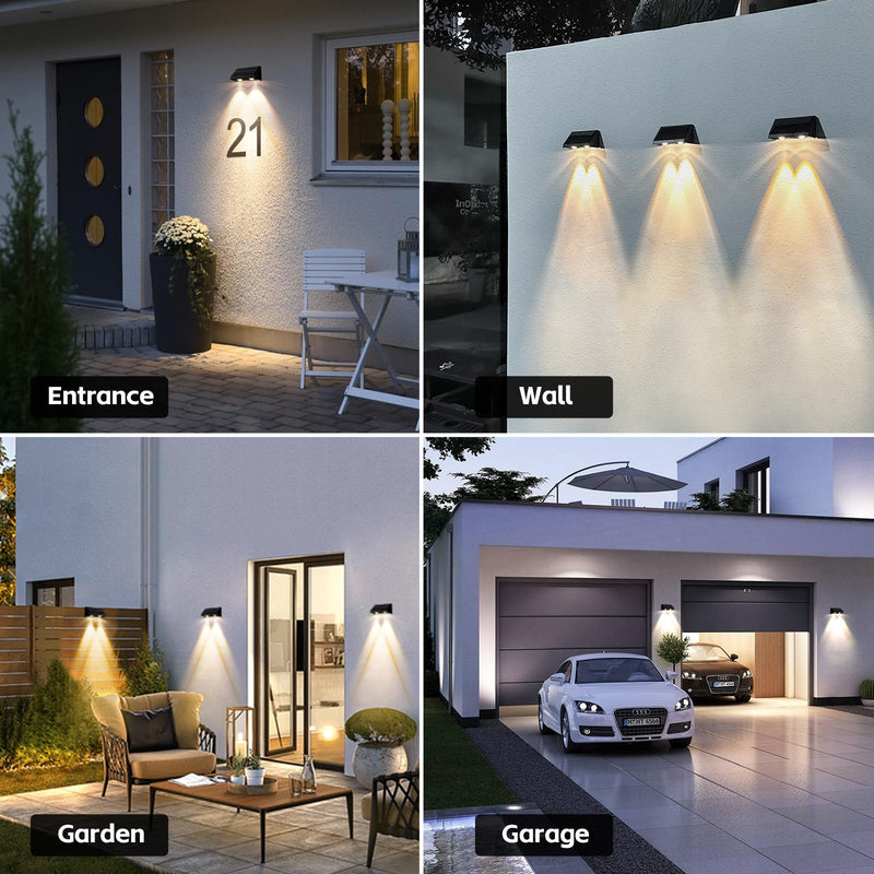 Solar Wall Lights Outdoor 3000K Warm White Downlights Waterproof LED Dusk to Dawn Solar Lights for House Number, Patio, Porch, Address Sign(2Pack, Downlight) 2-Pack